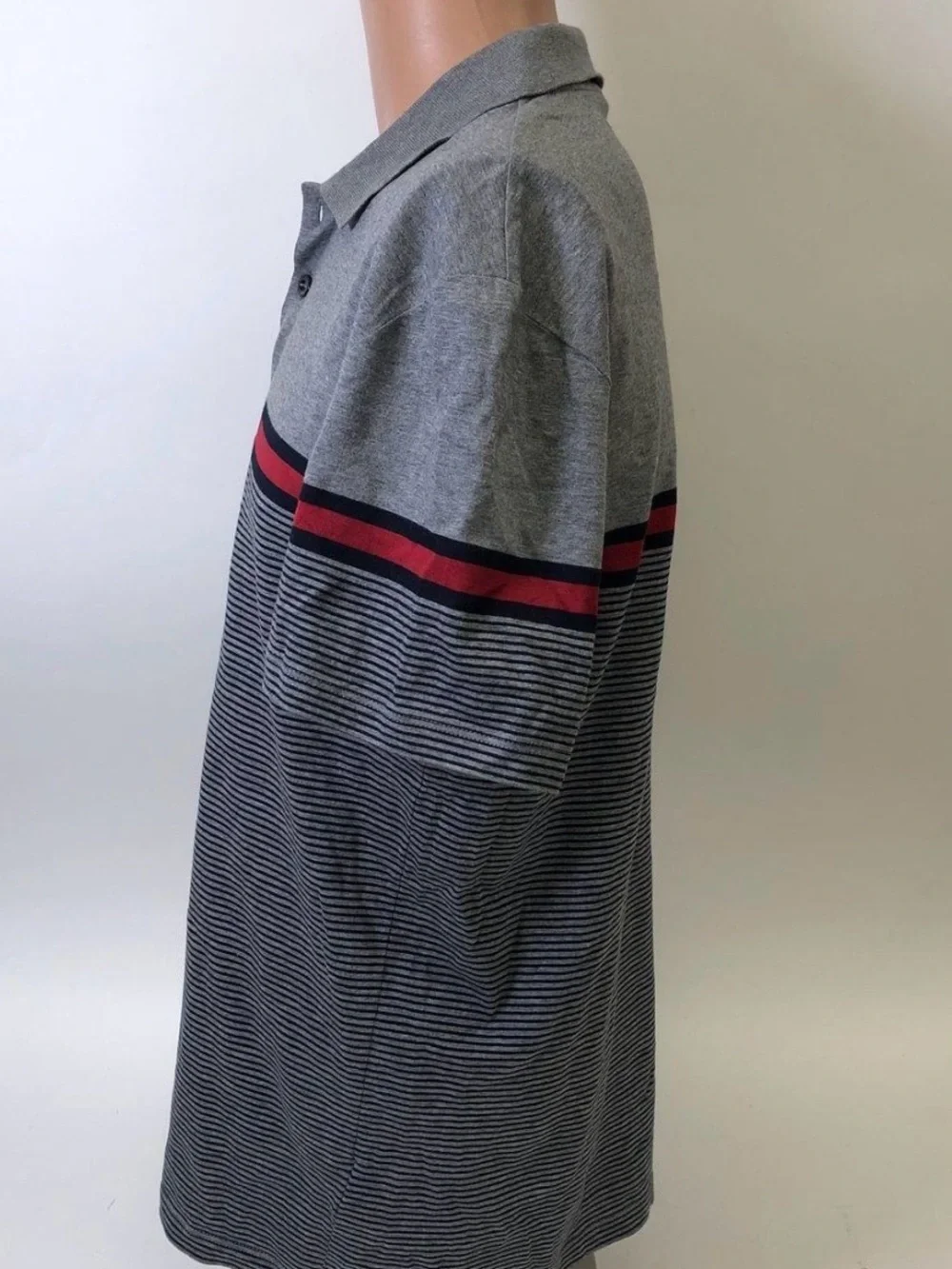 Gucci Gray Polo with Red Stripe Detailing